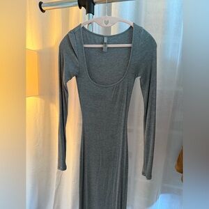 Skims Soft Lounge Ling Sleeve Dress (Heather Grey)